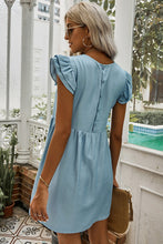 Load image into Gallery viewer, Flutter Sleeve Ruched Denim Casual Dress
