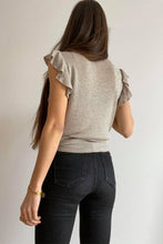 Load image into Gallery viewer, Khaki Cascading Ruffles Knit Top
