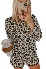 Load image into Gallery viewer, Leopard Shorts &amp; Long Sleeve Loungewear Set

