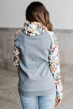 Load image into Gallery viewer, Gray Leopard Print Sleeve Patchwork Hoodie with Pocket
