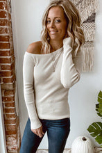 Load image into Gallery viewer, Beige Knit One Shoulder Long Sleeve Pullover Top
