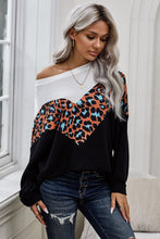 Load image into Gallery viewer, Black Colorblock Leopard Knit Top
