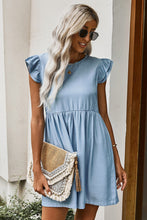 Load image into Gallery viewer, Flutter Sleeve Ruched Denim Casual Dress
