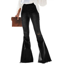 Load image into Gallery viewer, Lovely Lady High Waist Denim Bell Bottoms - Black
