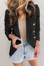 Load image into Gallery viewer, Black Three Quarter Sleeve Double Breasted Blazer
