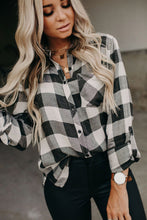 Load image into Gallery viewer, Black Buffalo Plaid Button Pocket Top
