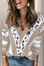 Load image into Gallery viewer, Khaki Animal Print V Neck Sweater
