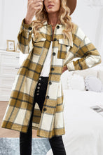 Load image into Gallery viewer, Khaki Shirt Collar Button Closure Plaid Coat

