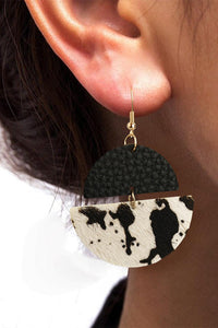 Cow PU Leather Layered Hanging Earrings