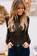 Load image into Gallery viewer, Black &amp; Leopard Turtleneck Bodysuit
