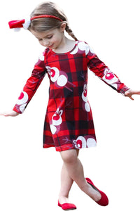 Girls Reindeer & Plaid Christmas Dress