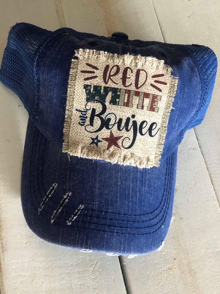 Red White and Boujee Hat: Blue