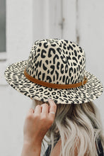 Load image into Gallery viewer, Gray Wide Brim Leopard Print Fedora Hat
