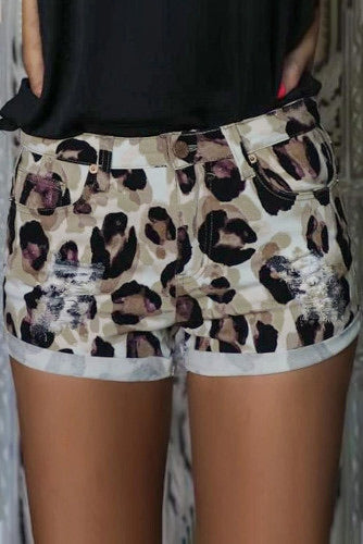 Distressed Leopard Shorts