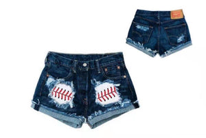 Take Me Out To The Ball Game ▪️ Baseball Jean Shorts