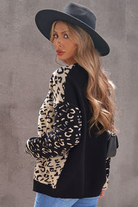 Black Animal Print Buttons Cardigan