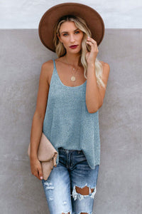 Knitted Cami Tank Blue