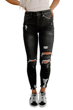 Load image into Gallery viewer, Black High Rise Distressed Skinny Jeans
