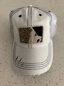 Cheetah Baseball Hat: White/light khaki