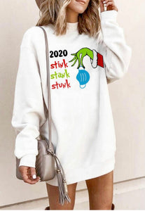 2020 Stink Stank Stunk Grinch Sweatshirt Dress