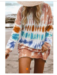 Tie Dye Longsleeve Sweatshirt Dress