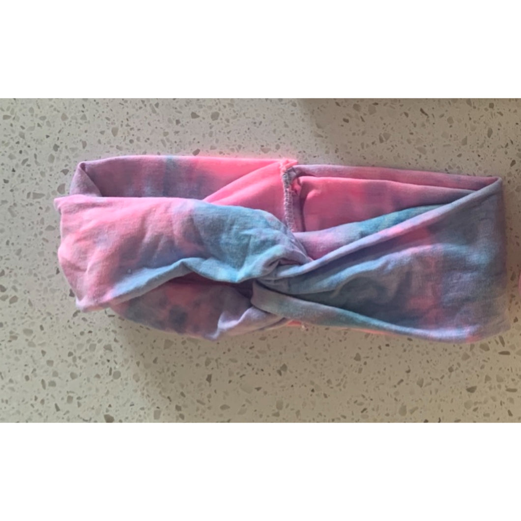 Pink and Blue Tie Dye Headband