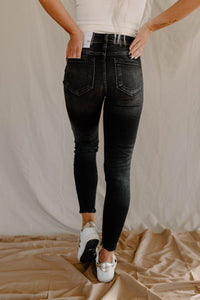 Black High Rise Distressed Skinny Jeans