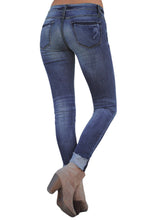 Load image into Gallery viewer, Blue Ripped Skinny Stretch Jeans
