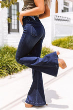 Load image into Gallery viewer, Blue High Rise Buttoned Flared Jeans

