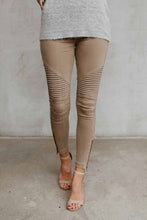Load image into Gallery viewer, Khaki Cropped Moto Jeggings
