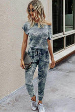 Load image into Gallery viewer, Camo // Sloping Shoulder Short Sleeve Jumpsuit

