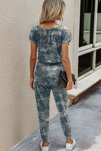 Load image into Gallery viewer, Camo // Sloping Shoulder Short Sleeve Jumpsuit
