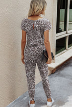 Load image into Gallery viewer, Leopard // Sloping Shoulder Short Sleeve Jumpsuit
