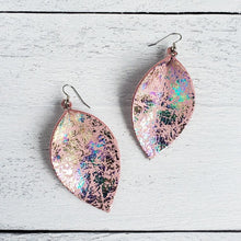 Load image into Gallery viewer, Pink Mermaid Pinched Leather Earrings
