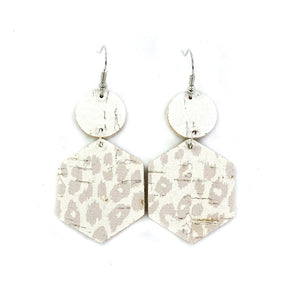 Nude Leopard Dangle Leather Earrings