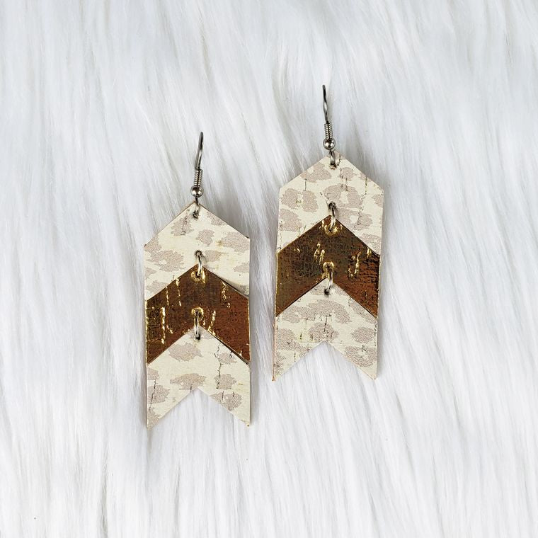 Nude Leopard Chevron Earrings