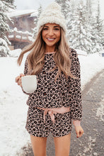Load image into Gallery viewer, Pink Leopard Long Sleeve Shorts Lounge Set

