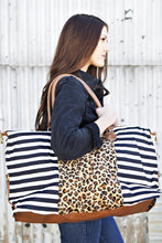 Load image into Gallery viewer, Leopard &amp; Stripes Weekender Bag
